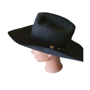 Resistol Self Conforming Black Cowboy Hat by Tuff Hedeman Size 7 Long Oval USA
